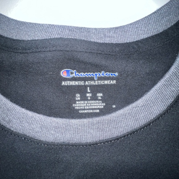Champion Men's Black and Gray Short Sleeve Tee Large - Picture 3 of 4